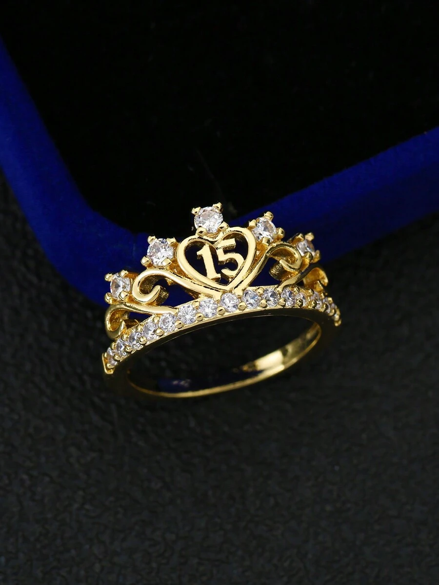1 pièce Bague en forme de couronne de reine avec pierre de zircone, convient pour les cadeaux d'anniversaire, de graduation, de Noël