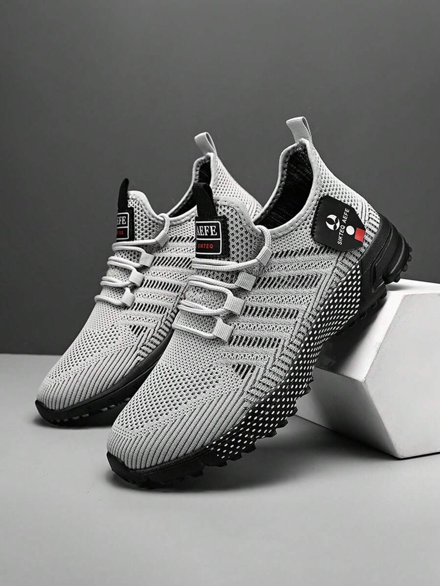 Men Breathable Sports Shoes, Casual Stripe Lace-Up Shoes