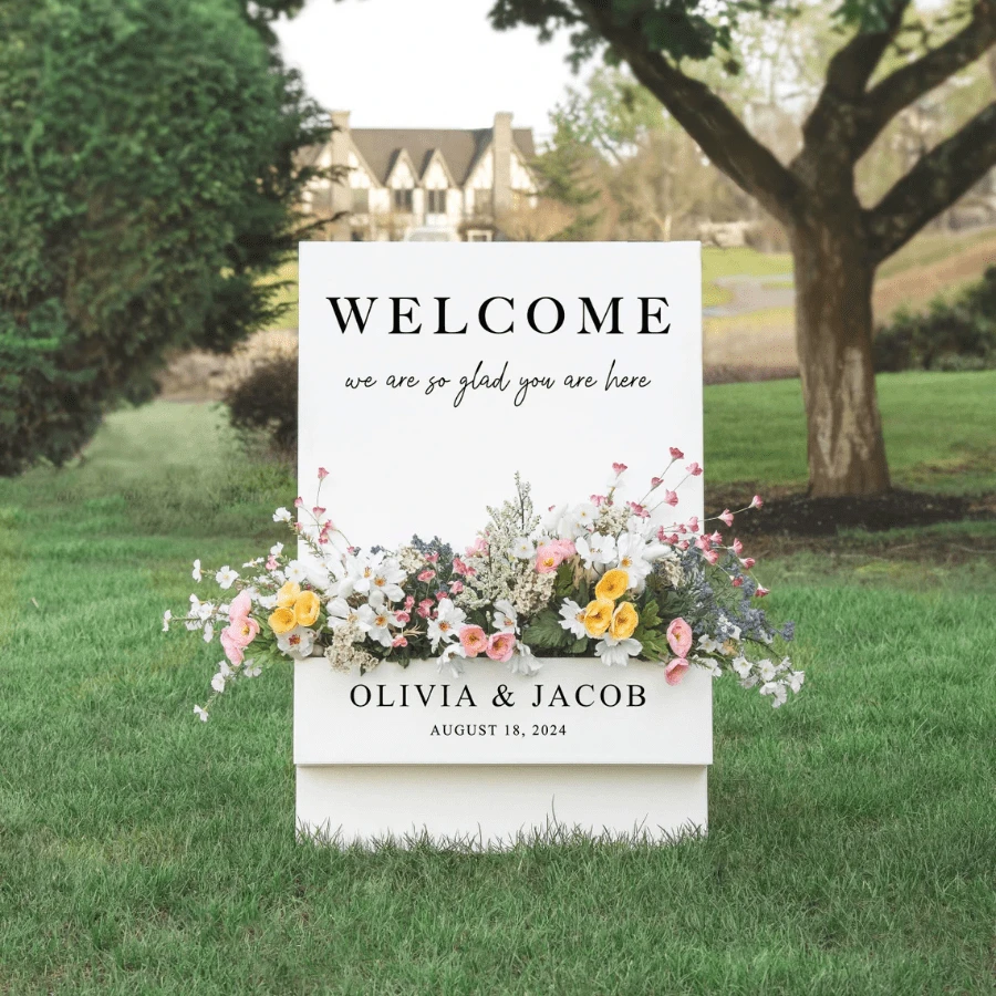 1 Flower Box Display Welcome Sign For Parties And Weddings Welcome Sign Display, Personalized Custom Decoration.Flowers Not Included,Blank Display Sign Without Text