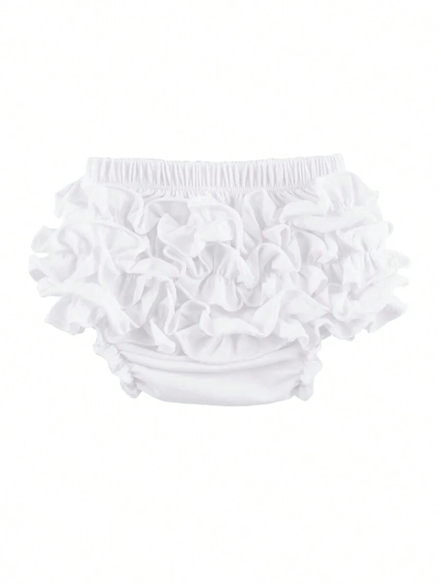 1 pieza Pantalones cortos de encaje blanco para bebé niña, braguitas para bebé