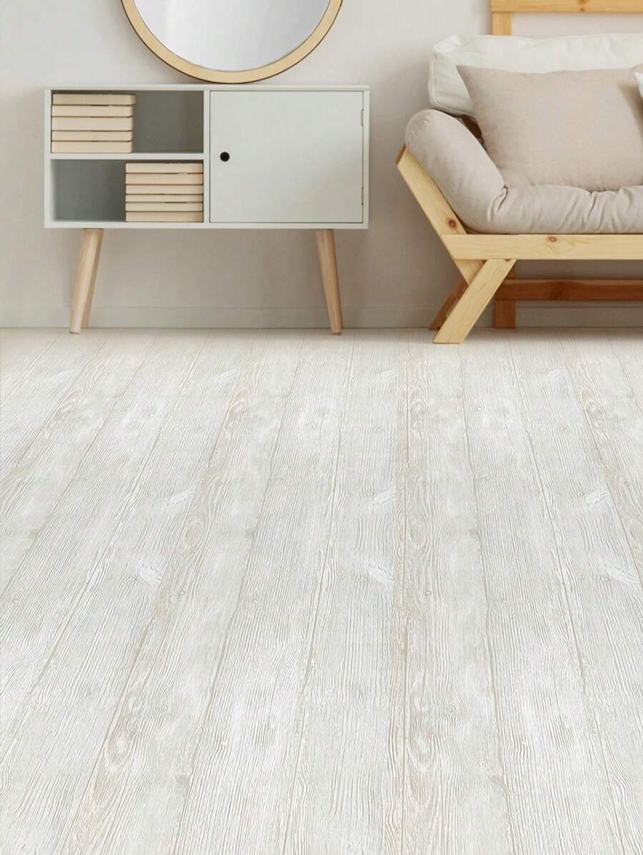 1 Piece Retro & Thickened & Matte Surface Effect Beige Wood Grain Texture Anti-Slip Waterproof Abrasion Resistant Floor Tile Sticker For Home Decoration, Stickers, Wall Decal, Vinly Decal For Home Decorations, Spring Decoration Items Refesh Your Home, Rama Decoration Stickers Gifts Birthday Graduation