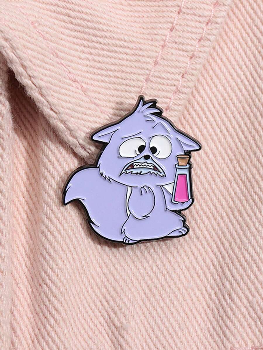 1 pieza de broche de esmalte con forma de pociones moradas linda y creativa con diseño de dibujos animados, divertidos pequeños regalos decorativos de joyería