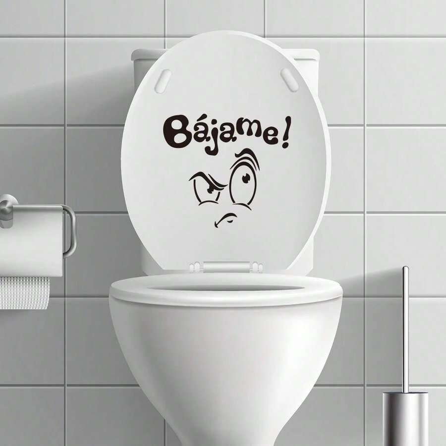 1 pieza, Pegatina para asiento de inodoro con diseño de personaje de dibujos animados