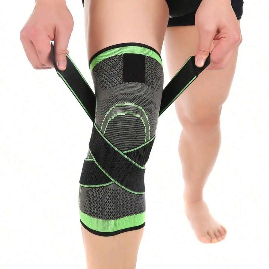 1 pieza/2 piezas Rodilleras transpirables tejidas con cierre de gancho y bucle, elásticas, absorbentes del sudor, de gran estiramiento, con protección de rodilla engrosada para actividades al aire libre como montañismo, patinaje, baloncesto, correr, etc. Accesorios de gimnasio, rodilleras deportivas, rodilleras de gimnasio