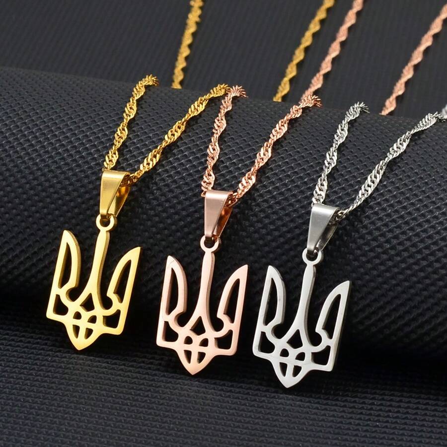1 Stück Ukraine-Flagge Anhänger Halsketten in Goldfarbe/Silberfarbe/Roségold beschichtet, ukrainischer Schmuck
