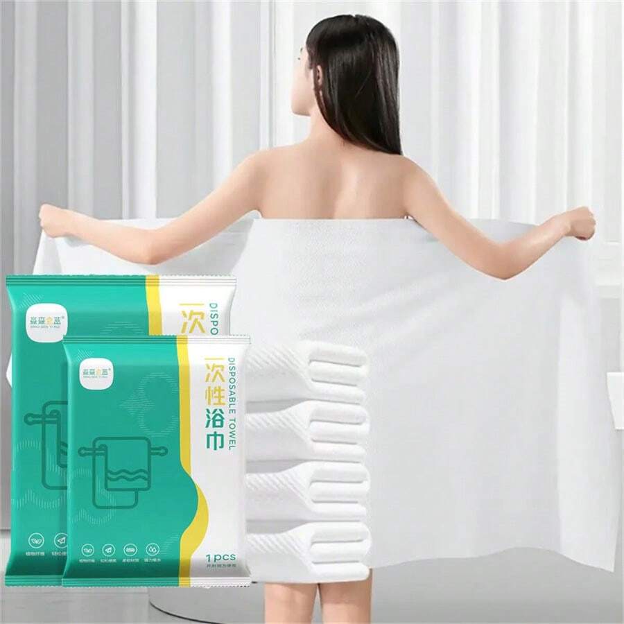 Serviettes de bain jetables pliables, emballage individuel portable, serviettes de bain extra épaisses, hautement absorbantes, douces et respectueuses de la peau, adaptées aux voyages d'affaires, aux voyages, au camping, aux activités de plein air, aux vacances à la plage et autres endroits.