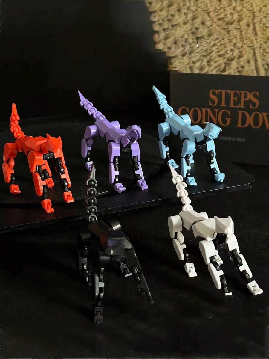 Juego de construcción de muñeco de perro de 13 articulaciones impreso en 3D, con figura de perro ajustable como juguete para alivio de estrés y decoración de habitación