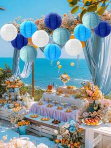 Dark Blue + Sky Blue + Light Blue + White