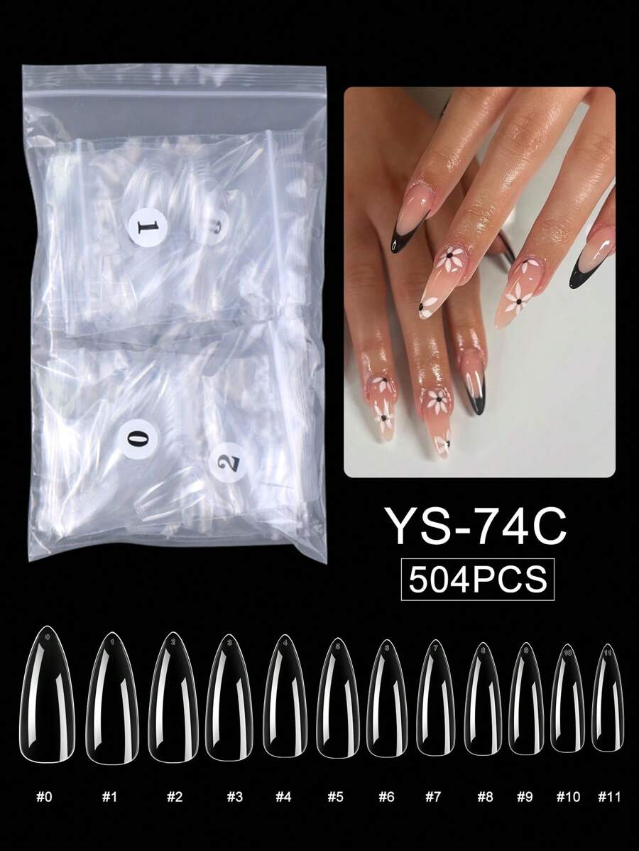 504 stks/zak Nieuw Ontwerp Druk Op Nagels Verlenging Dunne Vouw Naadloze Waterdruppel Nagels Verlenging Nep Nagels