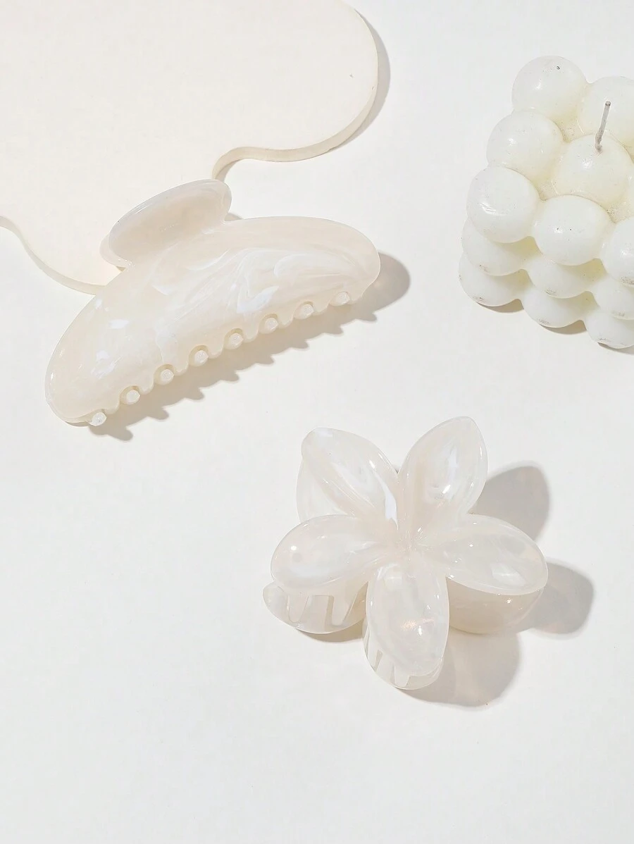 2 piezas de pinzas para el cabello con diseño de mármol refrescante, con diseños florales, pinzas de cabello exquisitas para uso diario, vacaciones, ducha y otras ocasiones - Pinzas para el cabello, Agarraderas para el cabello, Clips para el cabello