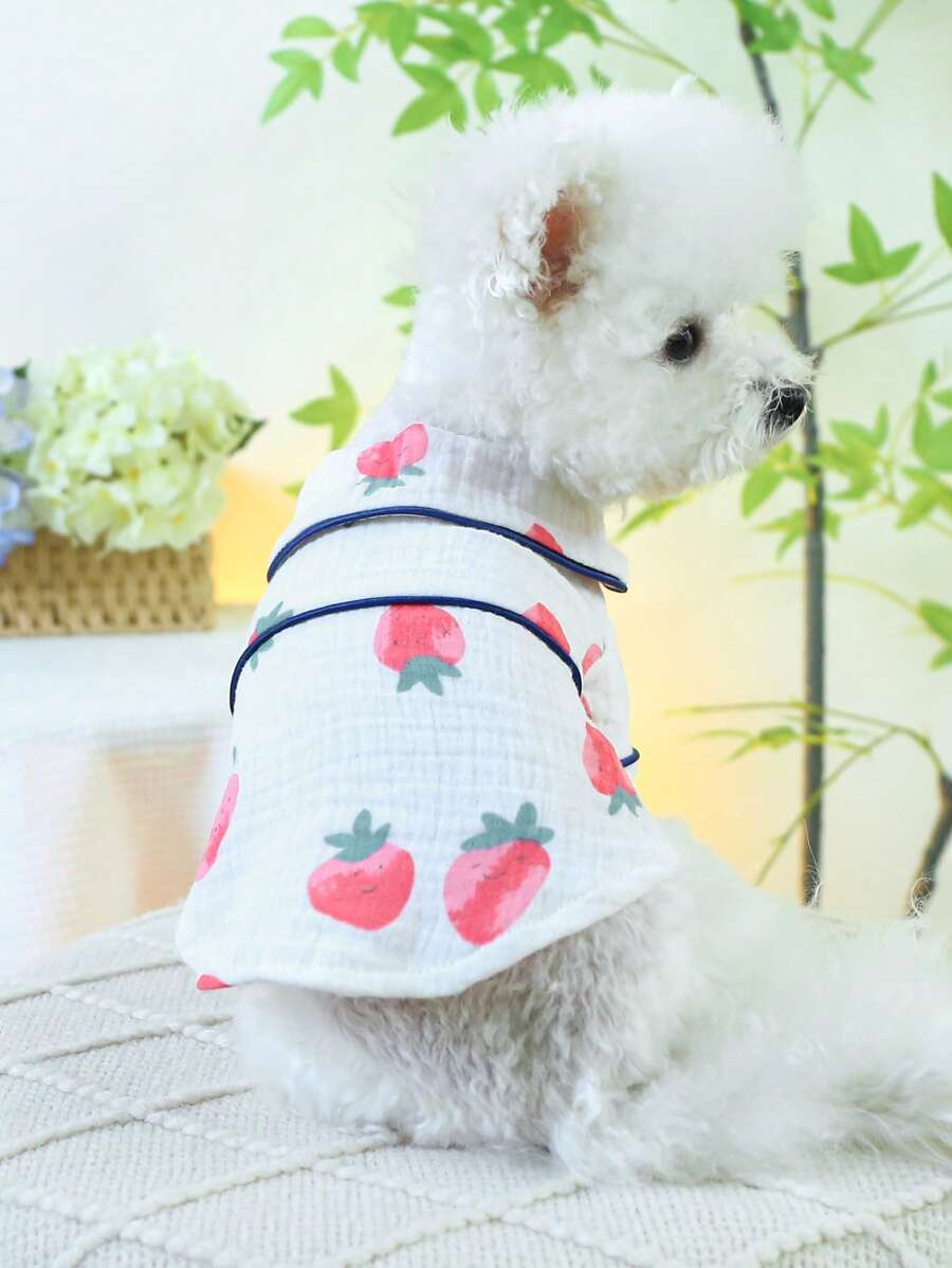 PETCIRCLE 1pc Pet Dog/Cat Clothes, Breathable Soft Fruit Pattern Shirt/Pajamas For Small/Medium Breed