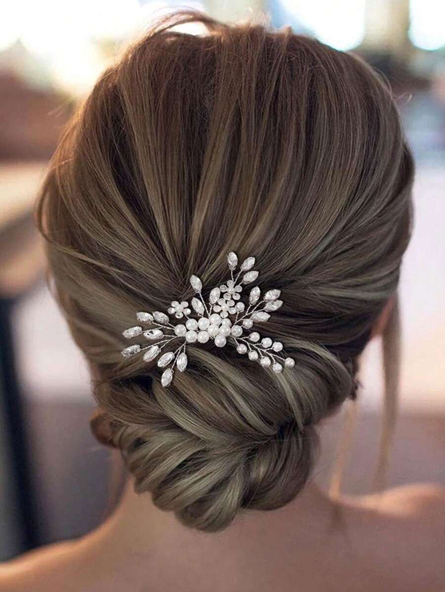 European And American Style Bride Headpiece, Handmade Faux Pearl Glass Crystal Small Hair Comb For Wedding Bridal Hair Accessories, Party Bridal Headpiece, Wedding Dress Decoration