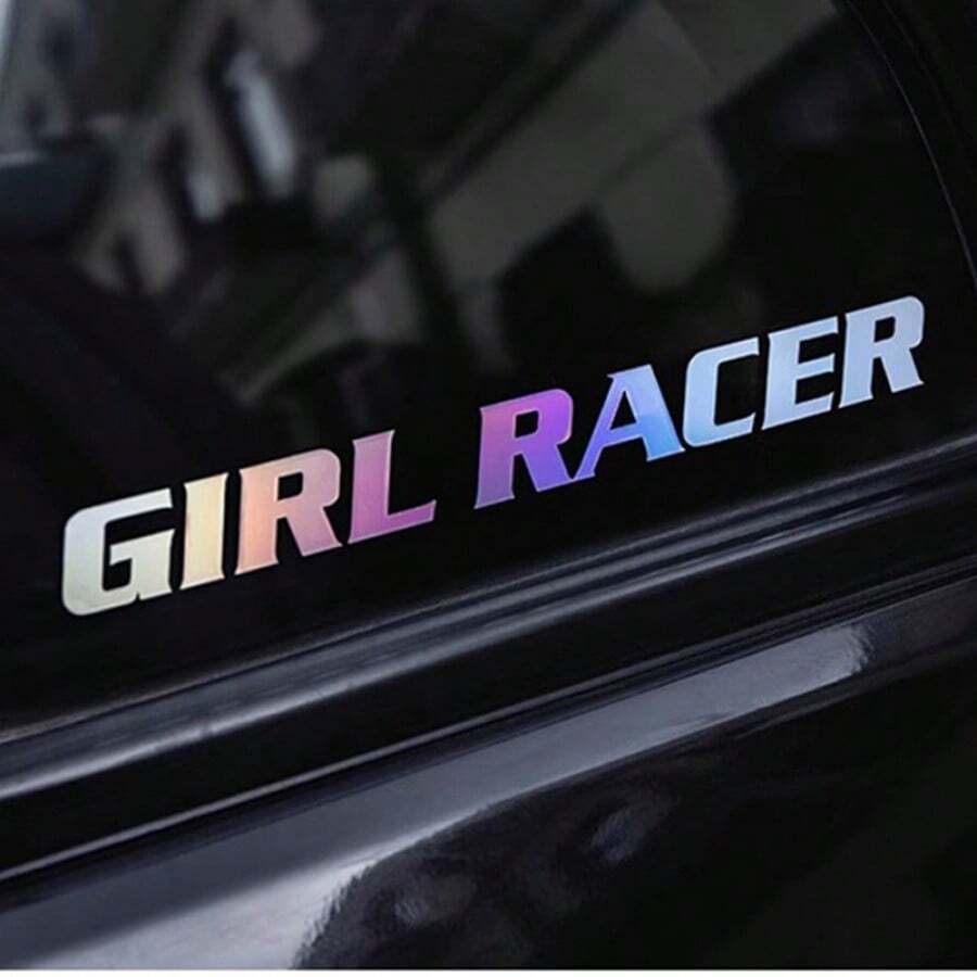 1pc Car Sticker GIRL RACER Female Racing Driver Text Window Sticker Car Body Sticker Electric Motorcycle Sticker
