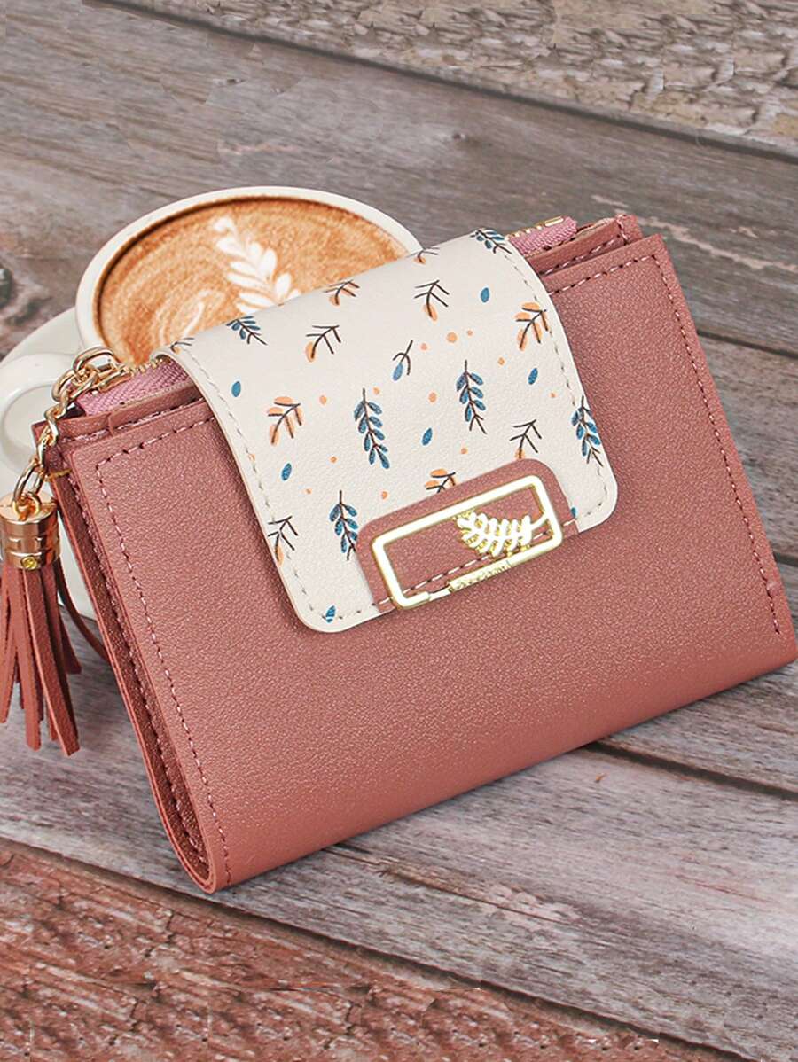 Carteira curta com borla, porta-moedas, porta-cartões, carteira feminina, bolsa, carteira pequena
