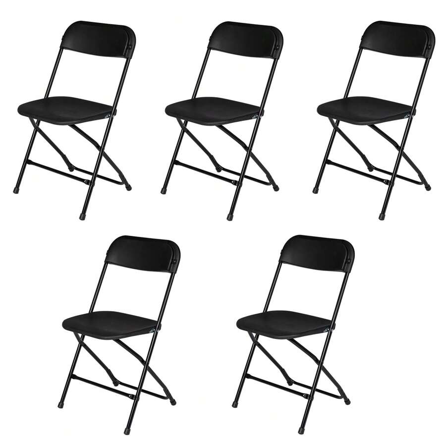 10 Pack Plastic Folding Chair, 300lb Capacity, Portable Commercial Chair With Steel Frame For Home Office Wedding Party Indoor Outdoor Events, Stackable, Black