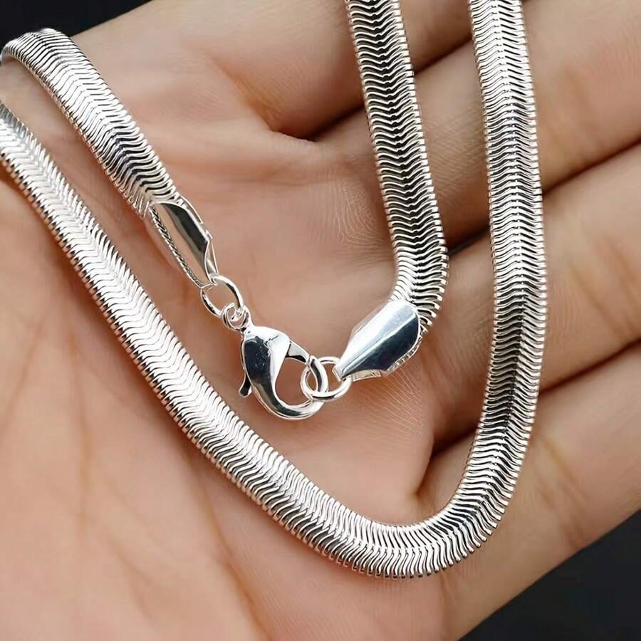1pc Minimalist Style Titanium Steel Snake Bone Chain Vacation Style Unisex Necklace Suitable For Daily Wear