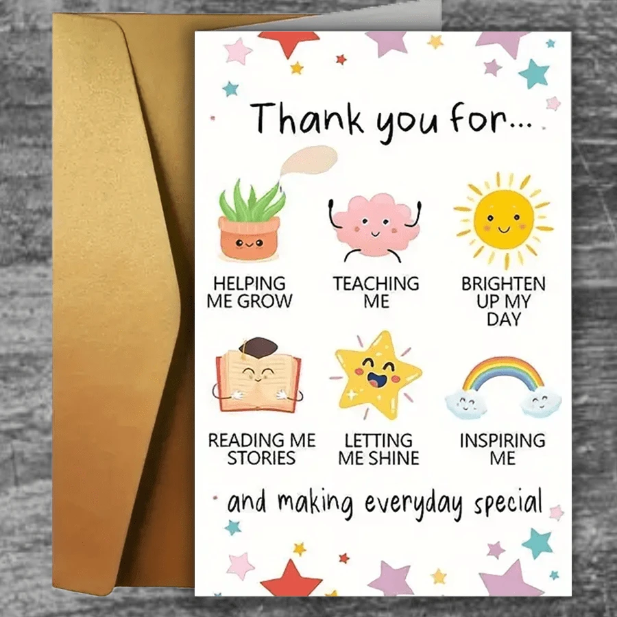 1pcLovely Thank You Cards To Teachers, Great Teachers Thank You Gifts To Men And Women, Thank You For Helping Me Grow Cards, Best Teachers Thank You Gift Ideas Include Envelopes.,Christmas