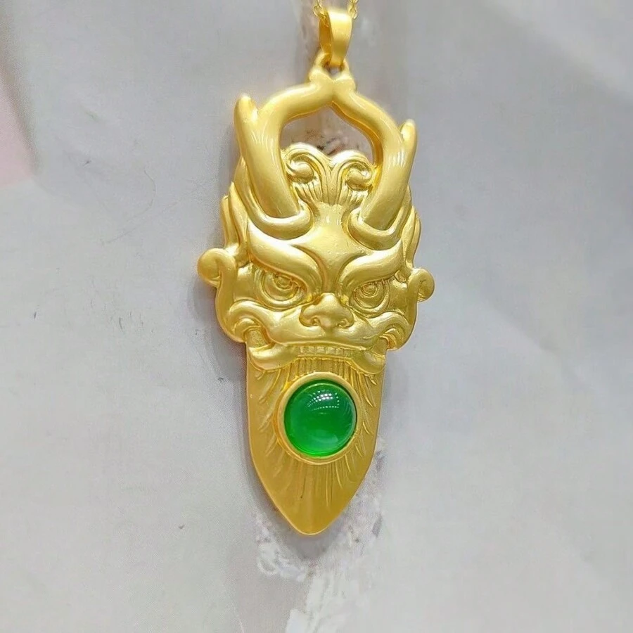 Pingente de Colar de Pedra Natural de Calcedônia, Artesanato Folheado a Ouro, Joia de Moda, Colar de Mulher, Colar de Pedras, Presente de Férias, Presente Para Ela.