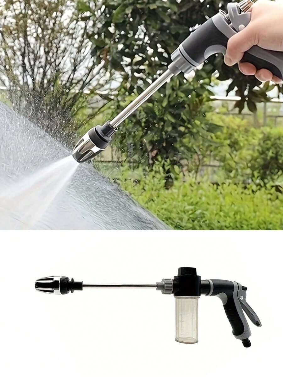1 Pieza Pistola de agua portátil de alta presión, máquina de lavado de coches con manguera de pulverización para jardín y botella de espuma para pulverizar, adecuado para limpieza de coches, uso del hogar y jardín.