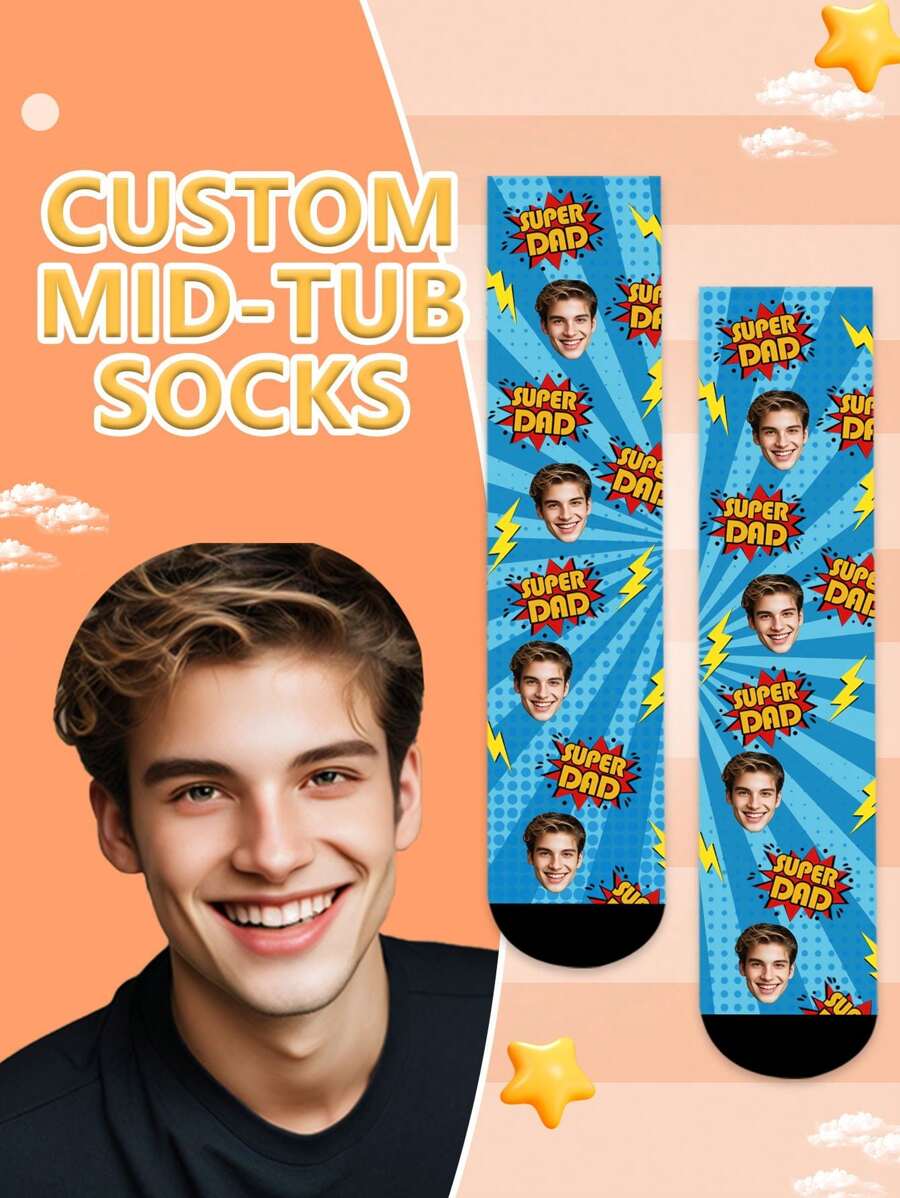 1 par de calcetines personalizados para hombres con cualquier rostro, calcetines personalizados con foto para chicos guapos y chicas hermosas, calcetines de pareja personalizados con imagen interesante, apropiado para el Día de San Valentín, regalos de cumpleaños y otras ocasiones, divertidos, locos, anime, multicolor