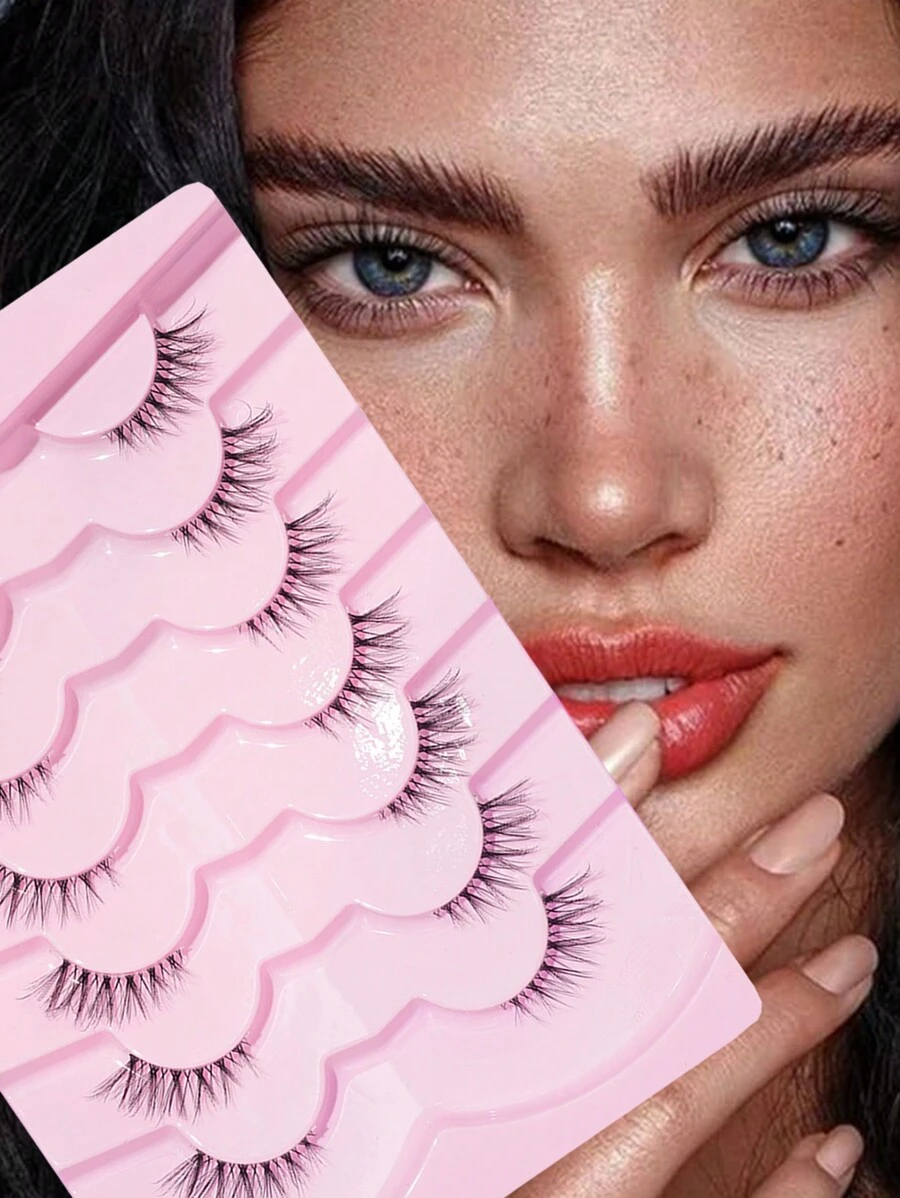 7 Pairs/Set Half Eye Natural Long Cat Eye False Eyelashes Suitable For Daily, Dating, Party And Festival