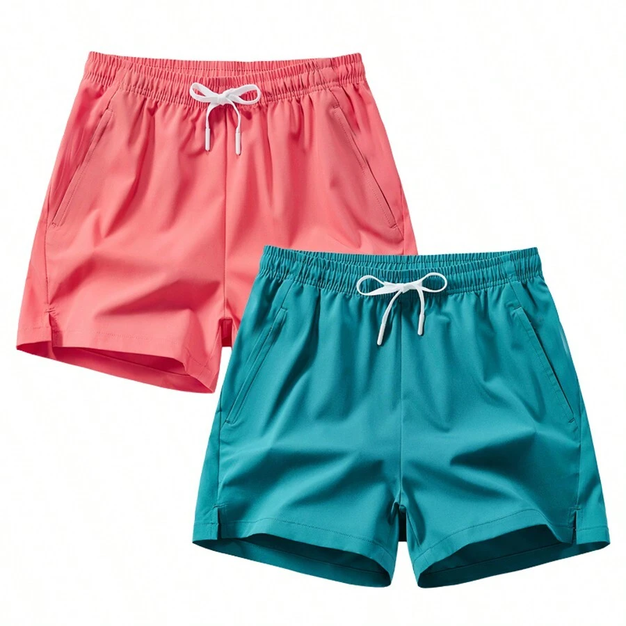 2 pezzi Pantaloncini atletici colorati estivi da donna, pantaloncini sportivi e casual traspiranti da donna, pantaloncini boxer da jogger
