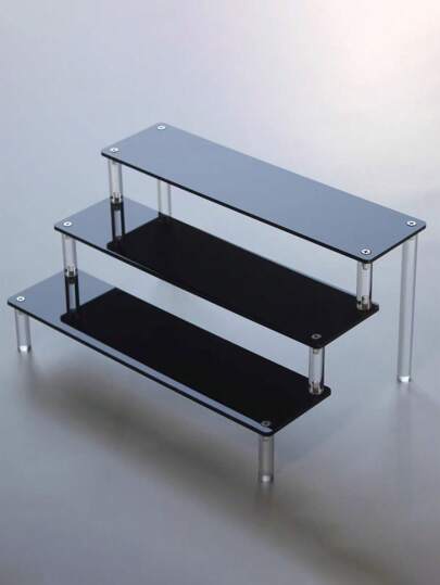 1pc Black Acrylic Step Shelf Display, Multi-Purpose Display Shelf For Toys, Bedroom, Study And Shop, Multiple Layers, Suitable For Blind Box Toys Collectibles Storage