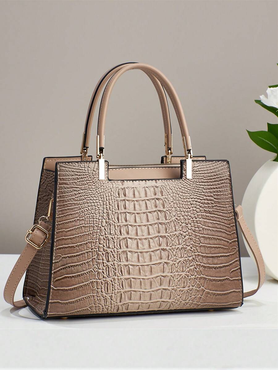 New Style Fashionable Crocodile Pattern Women's Large Tote Bag, Versatile Design With High-Quality Feel And Large Capacity, Can Be Used As Shoulder Or Crossbody Bag