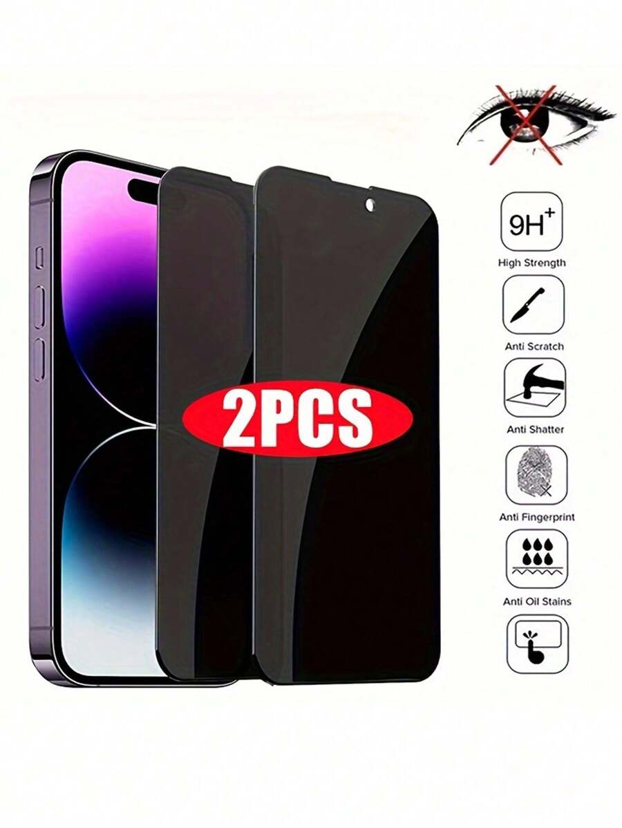 2PCS Privacy Screen Protector Compatible With Iphone 16 15 14 11 12 13 PRO MAX Mini Anti-Spy Tempered Glass Compatible With Iphone XS Max XR X 15 16 7 8 Plus SE