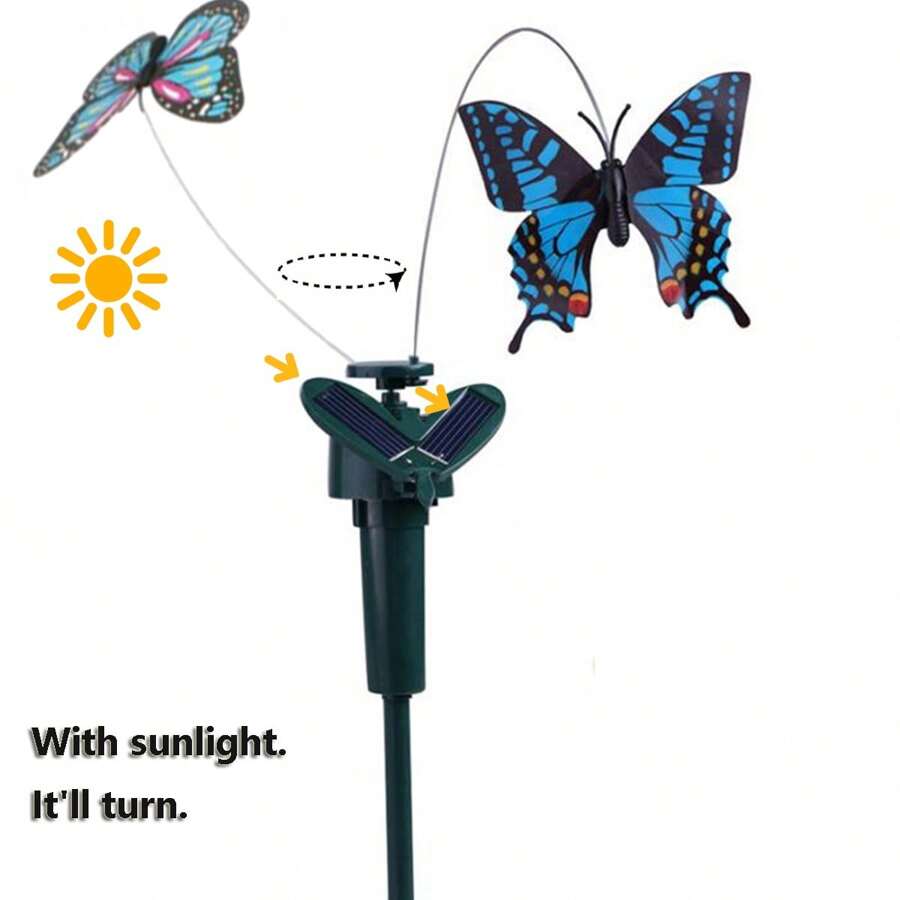 1pc Solar/Battery Powered Rotating Shake Realistic Butterfly Decoration Toy, Suitable For Garden, Pet Entertainment