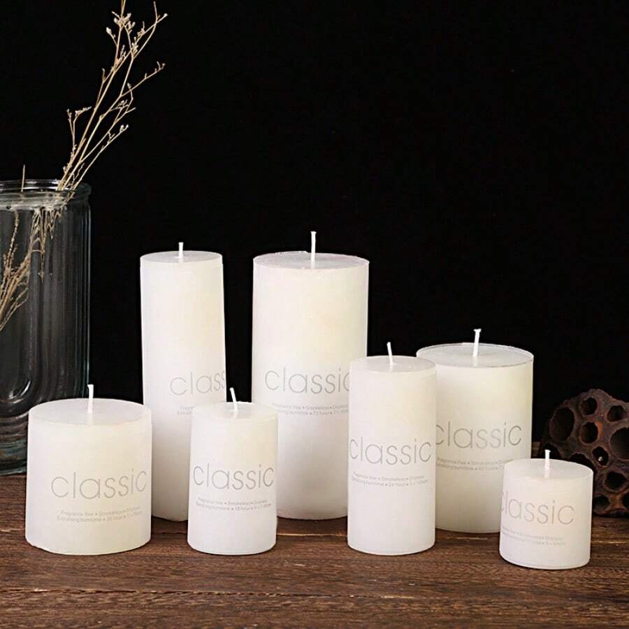 1 Stück/4 Stück Elfenbein Weiße Große Zylindrische Kerze - Rauchlos, Geruchlos, Verwendet für Notbeleuchtung in Haushalten, Kirchen, Gebete, Reue, romantische Hochzeiten und Heimdekoration, 7 Größenoptionen