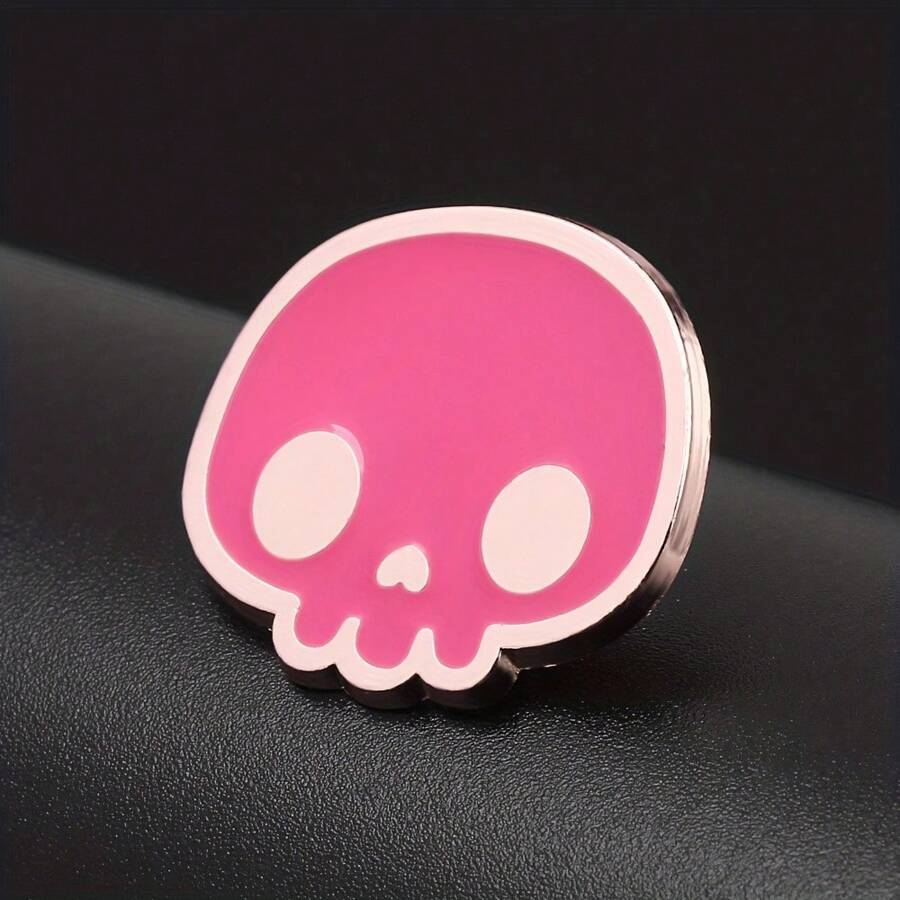 Fashionable Pink Skull Brooch For Men, Metal Paint Badge Backpack Clothing Accessories For Men Skeleton Pin For Clothes Bag Charm Backpack For School