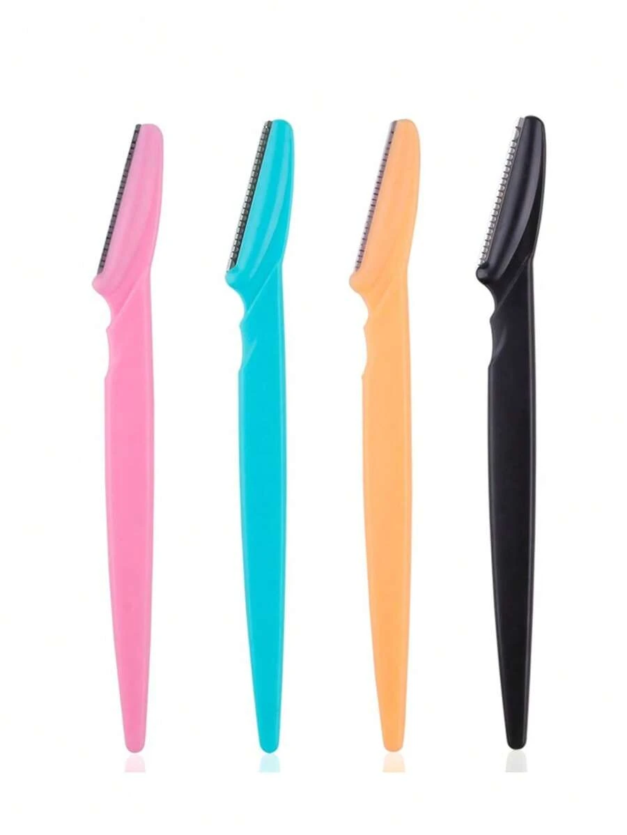 4 piezas/8 piezas Recortadoras y afeitadoras de ceja de una sola hoja coloridas, herramientas de belleza para cejas recortadoras de cejas y barbas con estuche protector