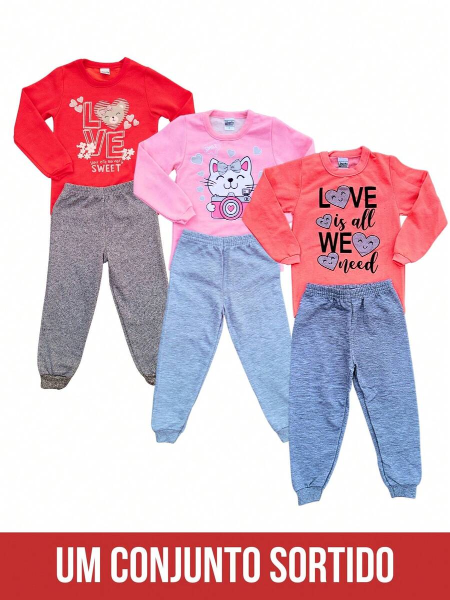 Conjunto de moletom para MENINOS E MENINAS sem capuz estampado LIBERTY