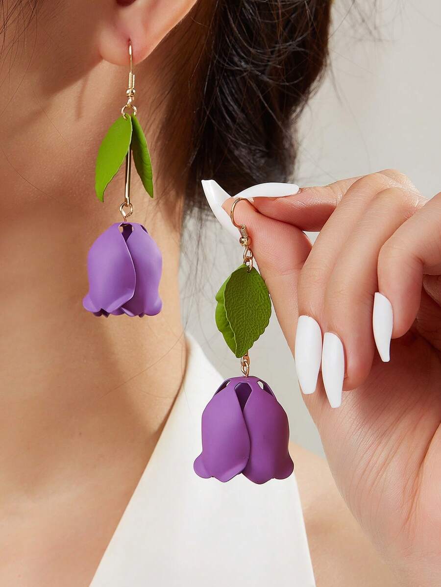 1 Pair Romantic Fresh Tulip Flower Earrings, Holiday And Valentine's Day Gift Valentines,Mom,Mother,Mother's Day,Gift
