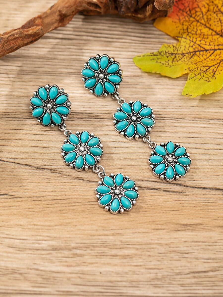 Bohemian Style Vintage Turquoise Dangle Oorbellen voor dames, perfect voor dagelijks gebruik en feestjes!