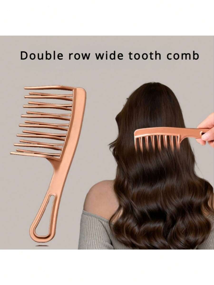 1pc/2pcs Wide Tooth Comb With Double Rows, Women's Curved Comb For Detangling Long Hair, Professional Stylist Comb For Hair Salon, Large Size For Volumizing & Styling,Hair Brush,Comb,Hair Tools,Hair Products And Accessories For Barber Salon Beauty Travel Essentials