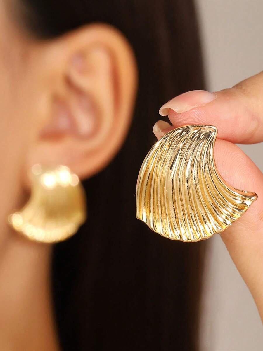 1pair Big Chunky Gold Earrings For Women Statement Drop Stud Jewelry Gift For Women Girls