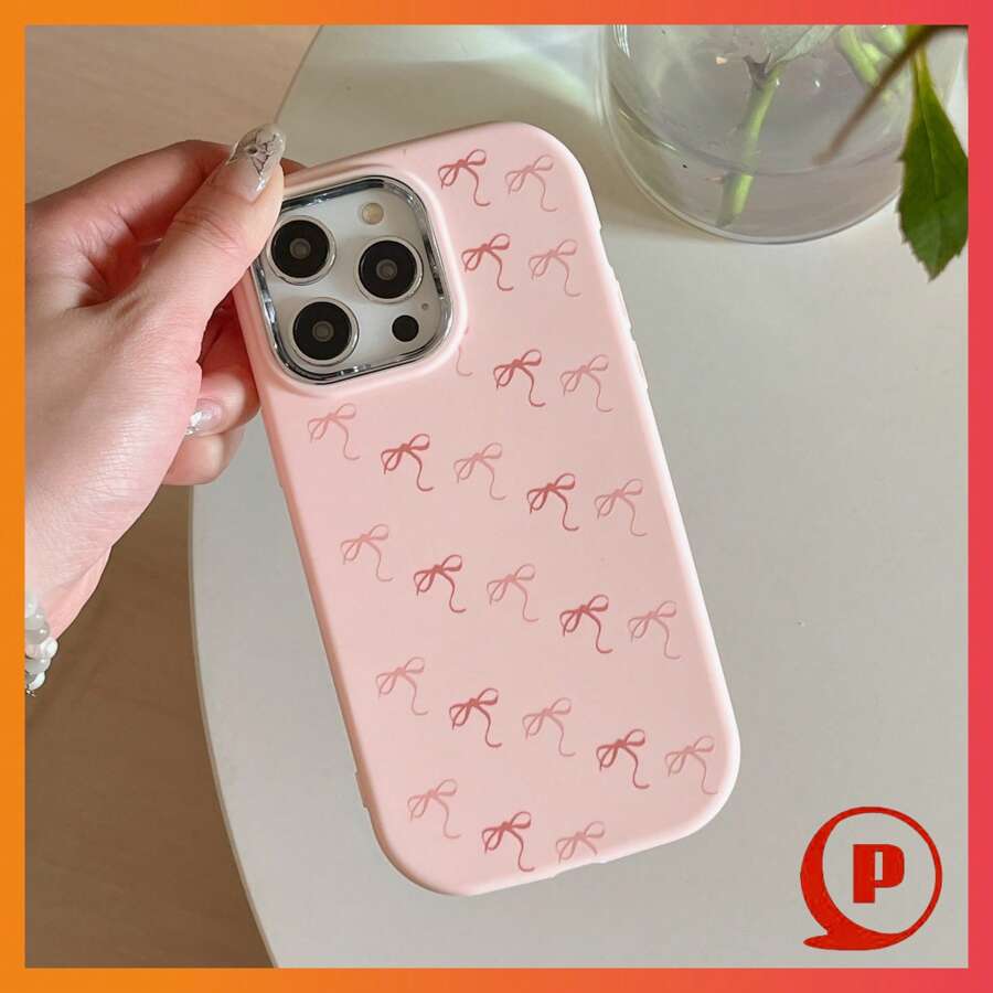 New Anti-Fall Phone Case + Simple Full Screen Pink Bow Phone Case, Compatible With IPhone 15, IPhone 15 Pro Max, 12 Pro Max, 13 Pro Max, 14 Pro Max, 13, 14, 11, 12 Pro, 14, IPhone XS, XR, 78P, 78GES2, Samsung A22, A21S, A51 4G, A52, S22 Ultra, A33 5G, Samsung A53, A23, S23 Ultra, S24, A15, S23, A73, Samsung, Redmi, OPPO Phones