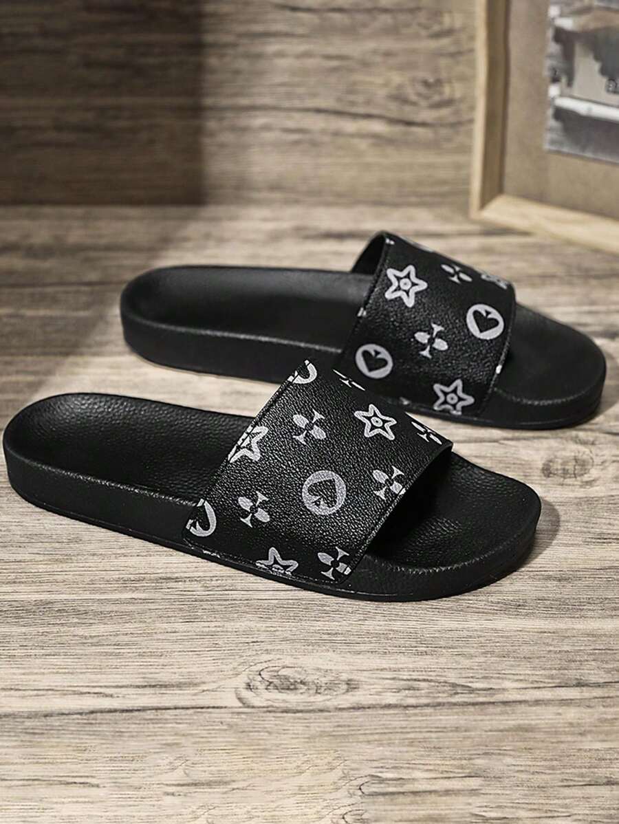 VURNBOIO 1 Pair Men's Fashion Printed Slippers, Random Patterned Slip-On