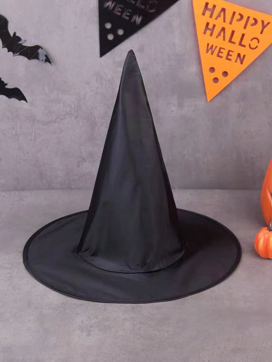 1 pièce Chapeau noir pointu polyvalent à la mode, chapeau d'Halloween - convient pour les représentations dramatiques et les vêtements de festival, chapeau de sorcier de citrouille