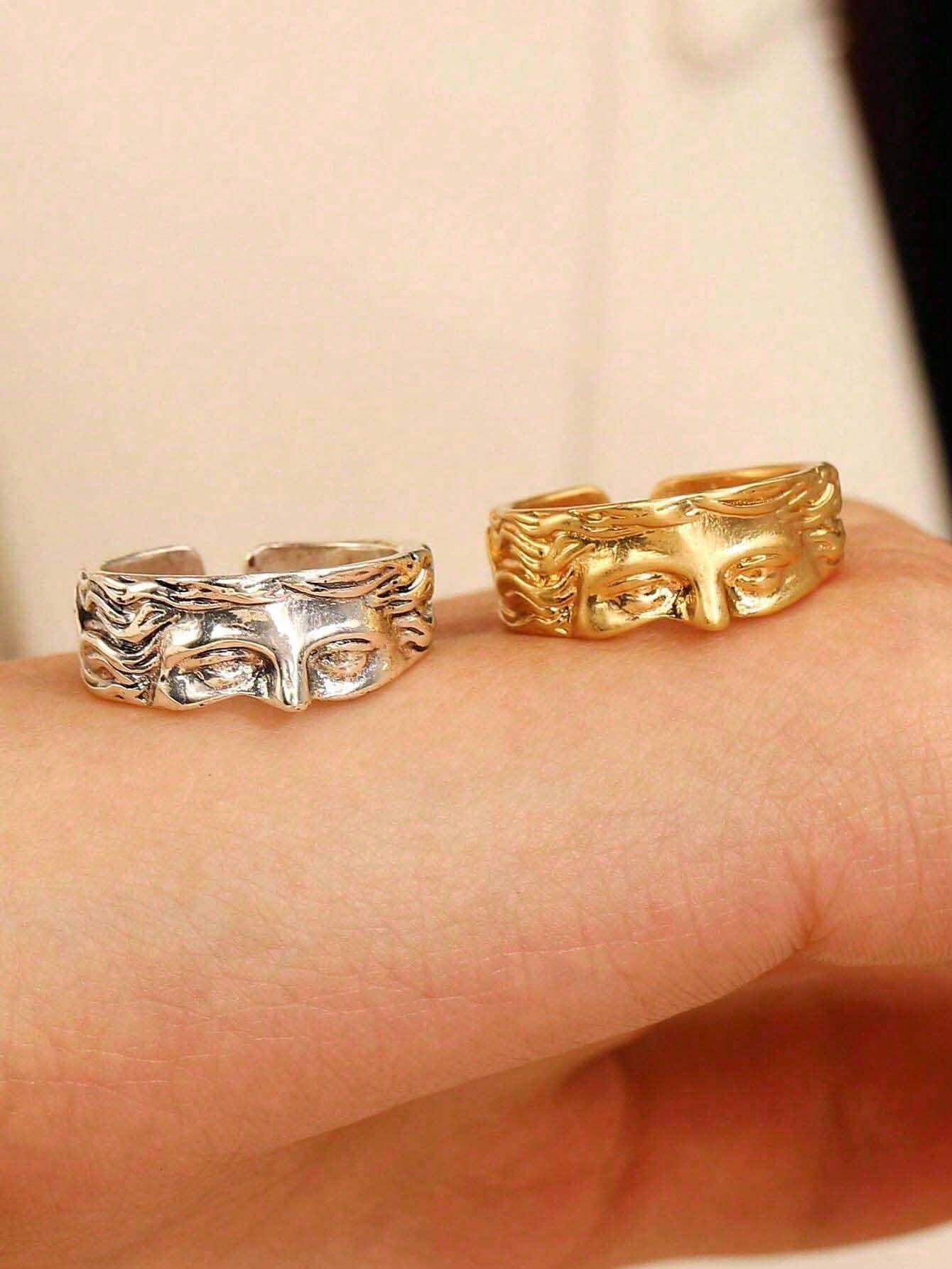 1 pezzo Anello mezza faccia di Venere, Anello aperto creativo ed esagerato adatto per l'uso quotidiano da parte delle donne