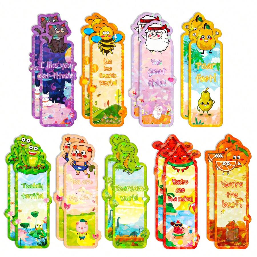 1 Box/20Pcs Cute Animal Bookmark, Different Fruit Theme Bookmarks For Reading Enthusiasts Gift Graduation Season Gift, Creative Aesthetics Cartoon Bookmart For Teens Writers Teachers Students School Supplies,Back To School