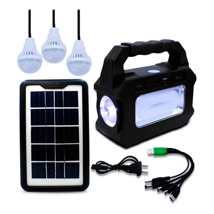 MOREKA Kit Solar Con 3 Luz Led Cargador Y Panel Solar De Acampar