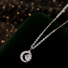 1 pieza Collar redondo con colgante de circonia cúbica, decoración de collar de cuello superbrillante, exquisito regalo de vacaciones