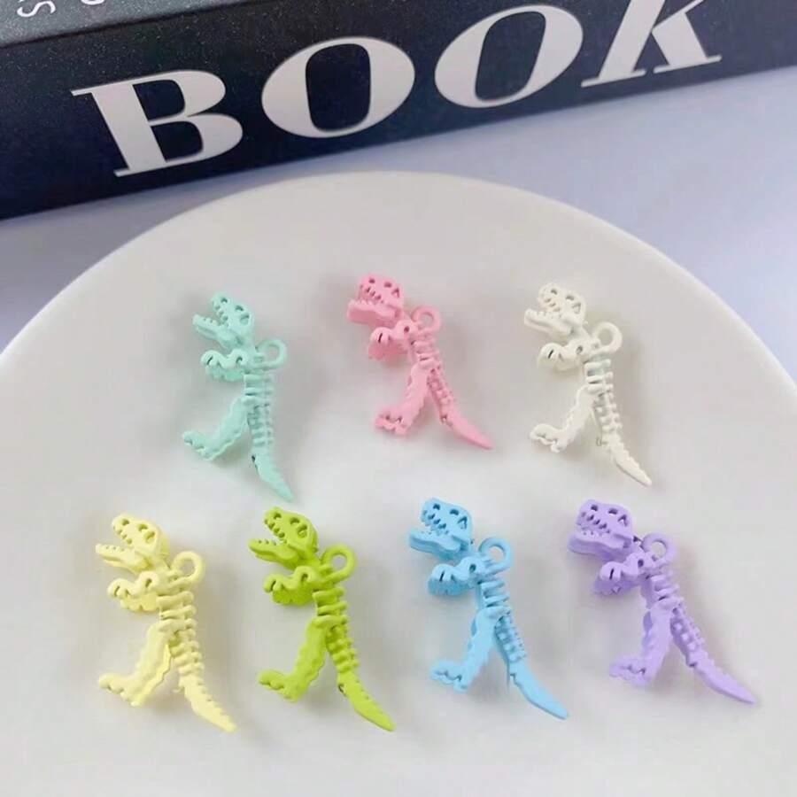 2/4/6pcs Vibrant Macaron Candy Random Color Dinosaur Skeleton Diy Pendant Charms,Fashionable Alloy DIY Jewelry Making Findings For Necklace & Earring Creations