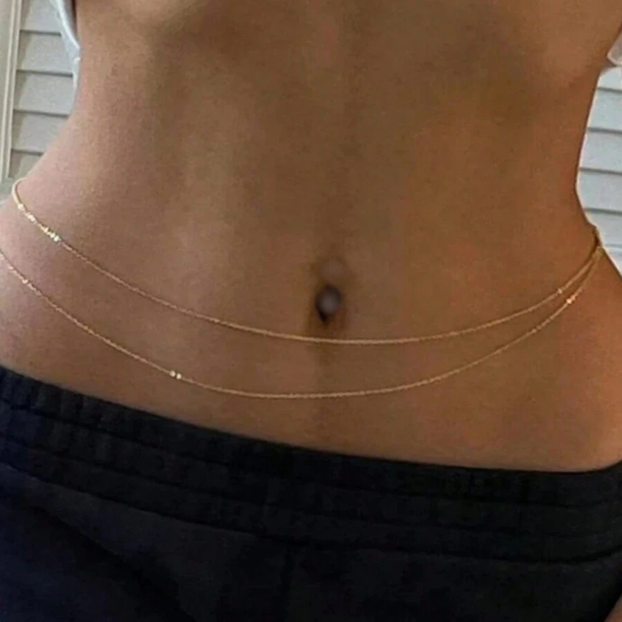 1pc Minimalist Double-Layered Chain Waist Belt, Women, For Date, Holiday, Gift, Daily Wear