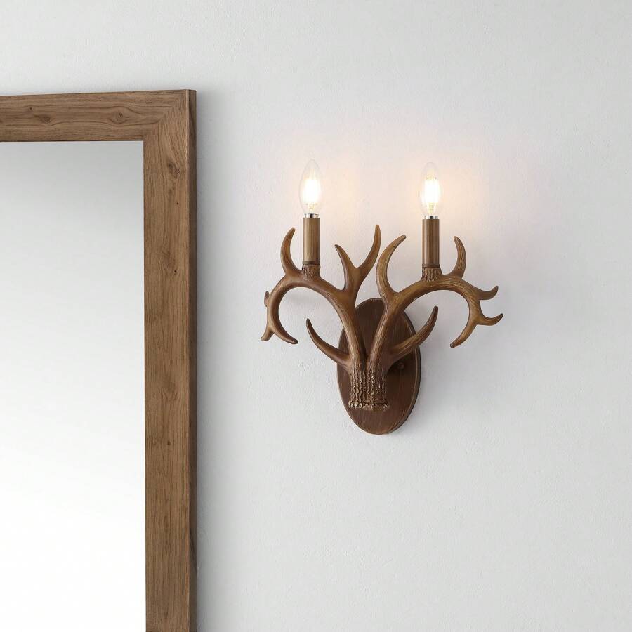 JONATHAN Y O'akley 13.25" 2-Light Southwestern Bohemian Resin/Iron Faux Antler LED Sconce