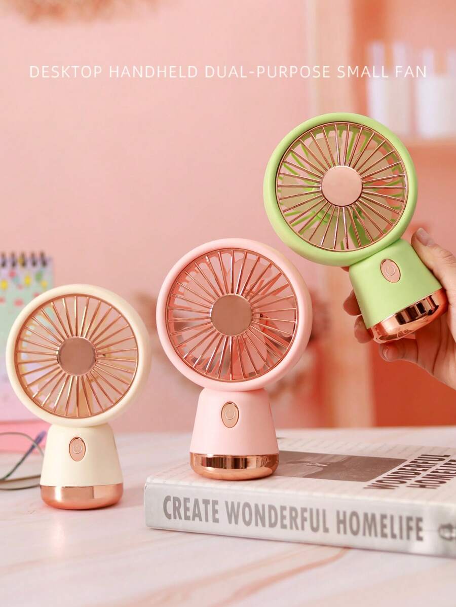 AOYI 1 pieza Ventilador de escritorio mini recargable de 3 velocidades ajustables de 500mAh con cable de carga