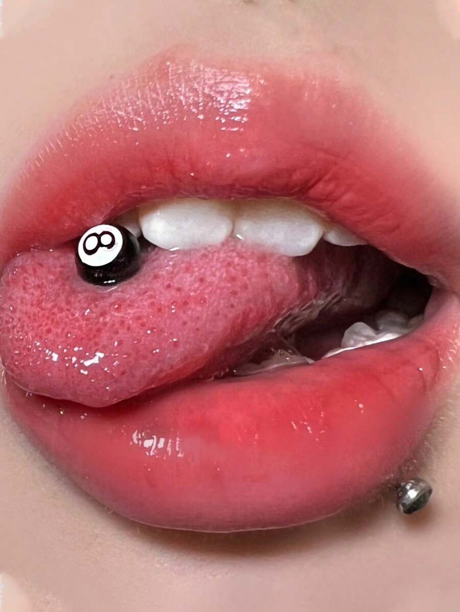 1 pieza Elegante y personalizado creativo Bola Ocho Negra Electropated Barra Recta Barbell piercing para lengua para fiestas de mujeres